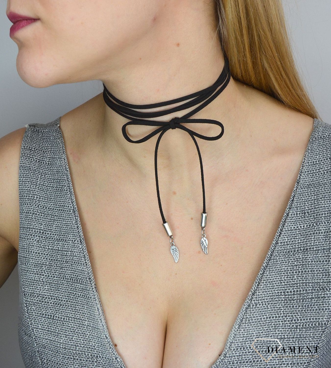 Naszyjnik choker damski czarny By Dziubeka skrzydełka NIL2001 ✓Biżuteria damska.jpg